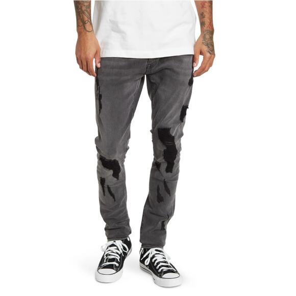 Strivers Row Tupelo Distressed Jeans Black Destroyed Knees - Picture 2 of 11